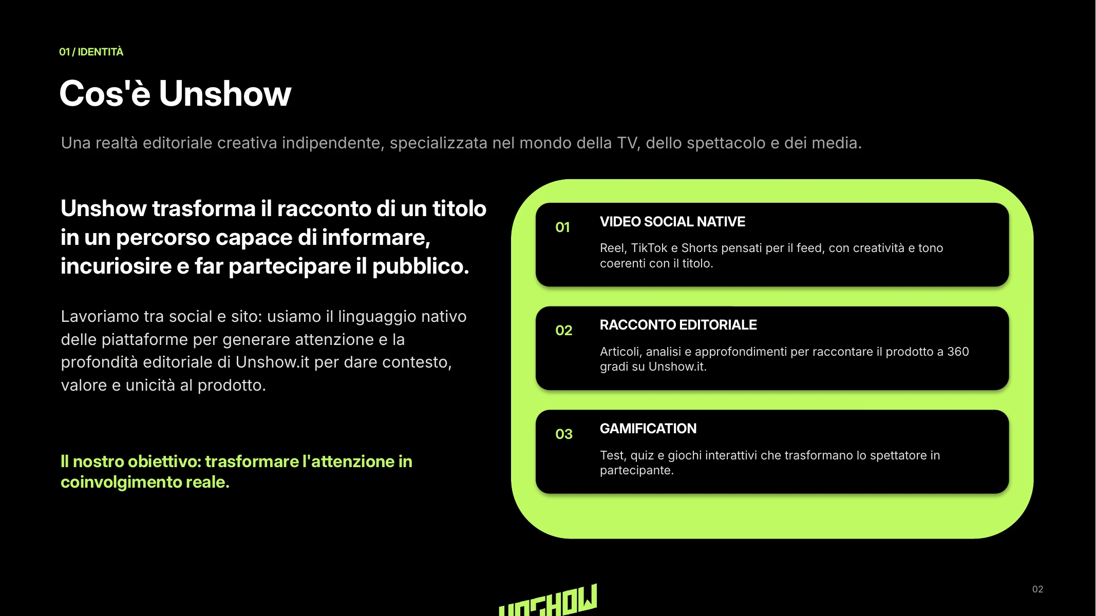 Identità e strumenti editoriali di Unshow
